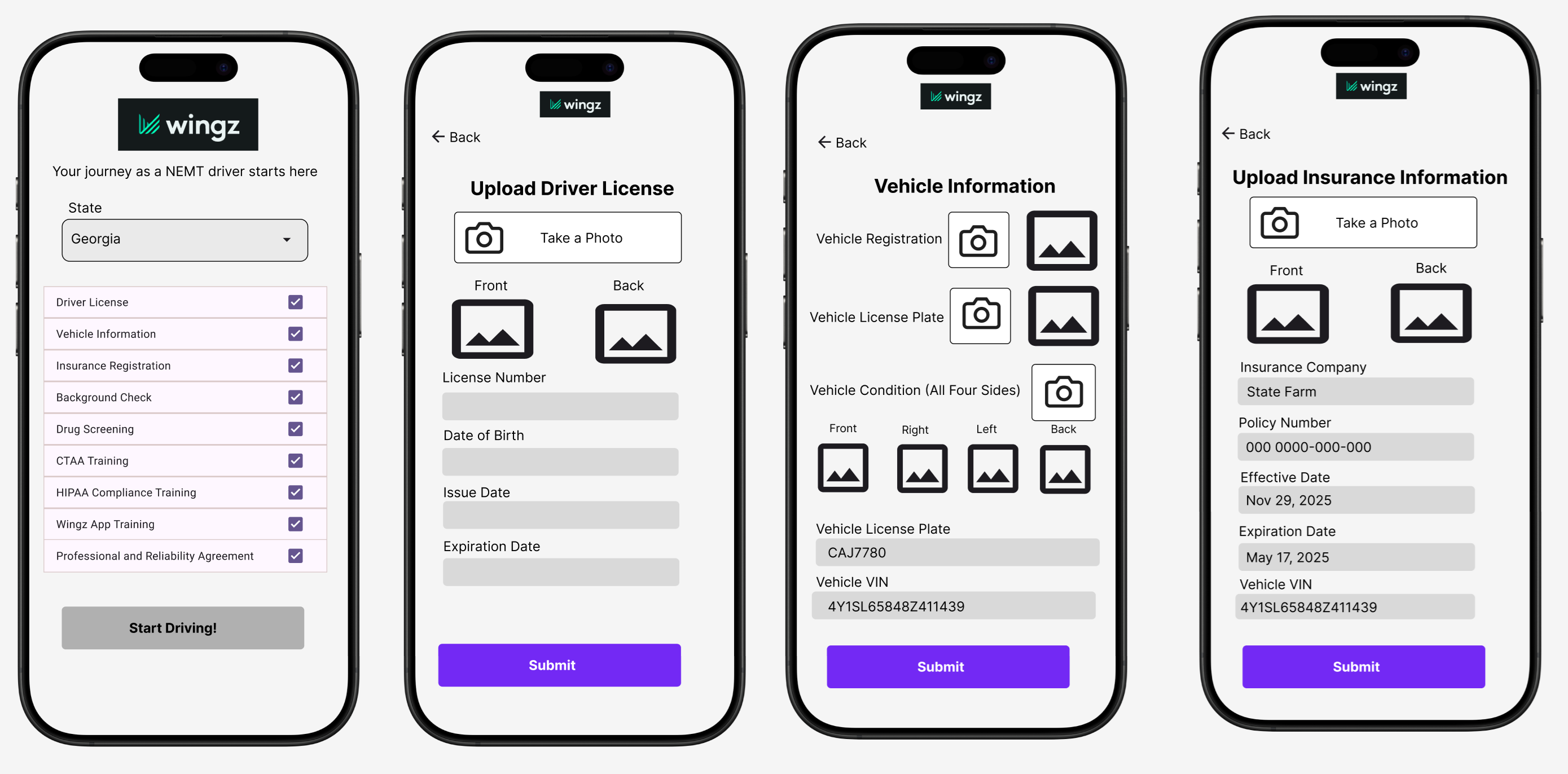 Figma design for onboarding system