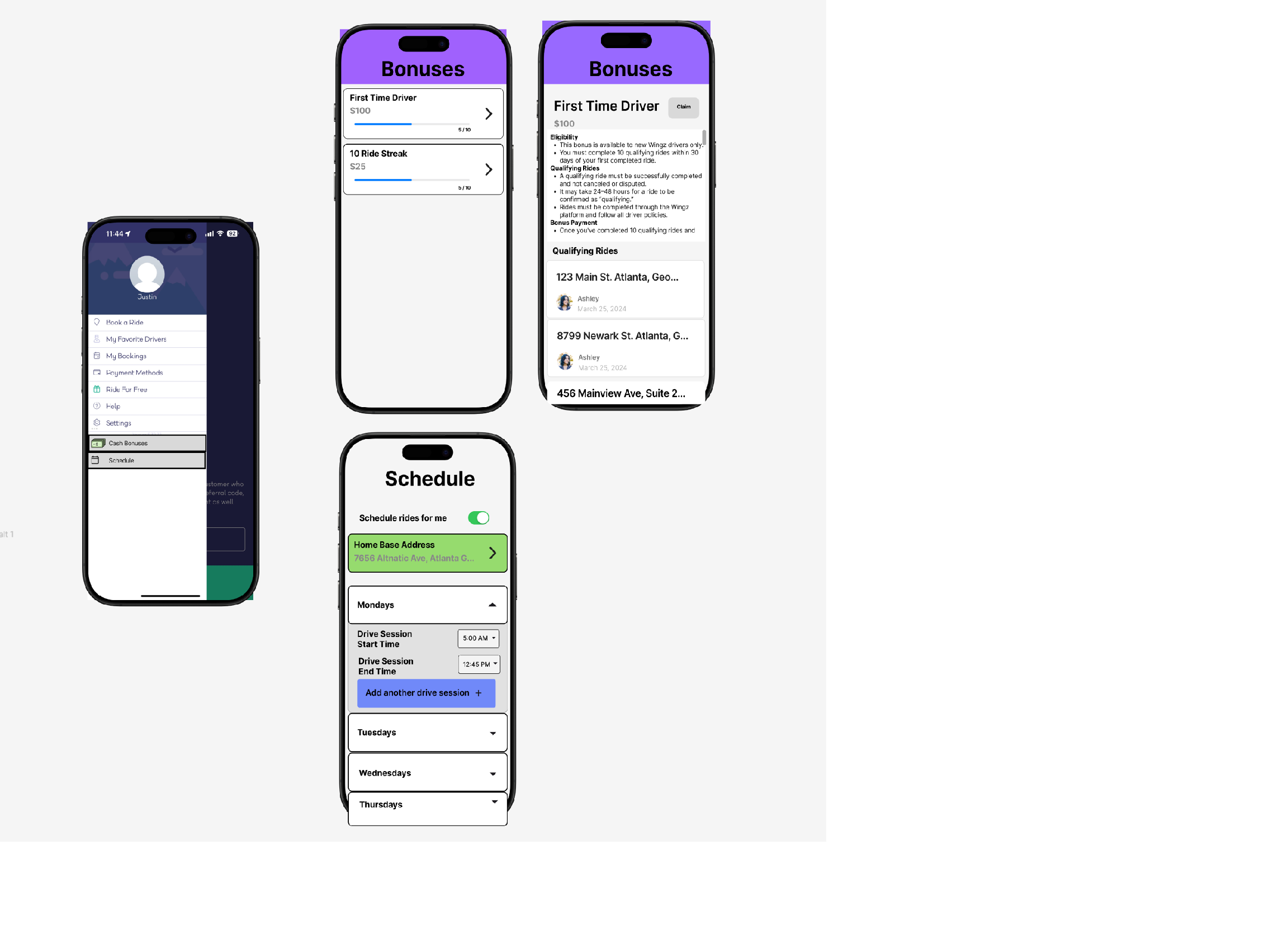 Figma design for scheduling and cash bonus system